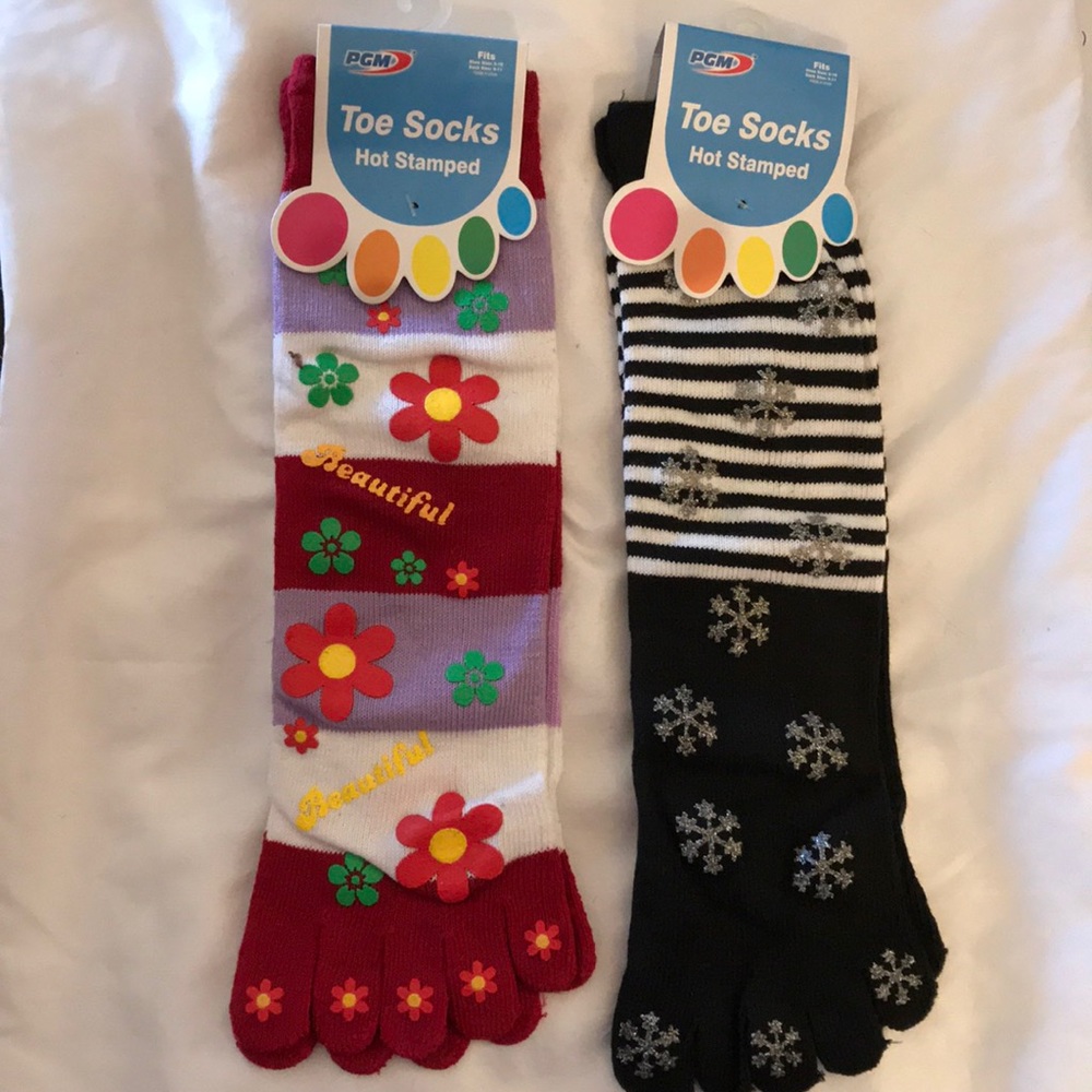 2 pairs- Toe Socks by Hot Stamped - Picture 4 of 4